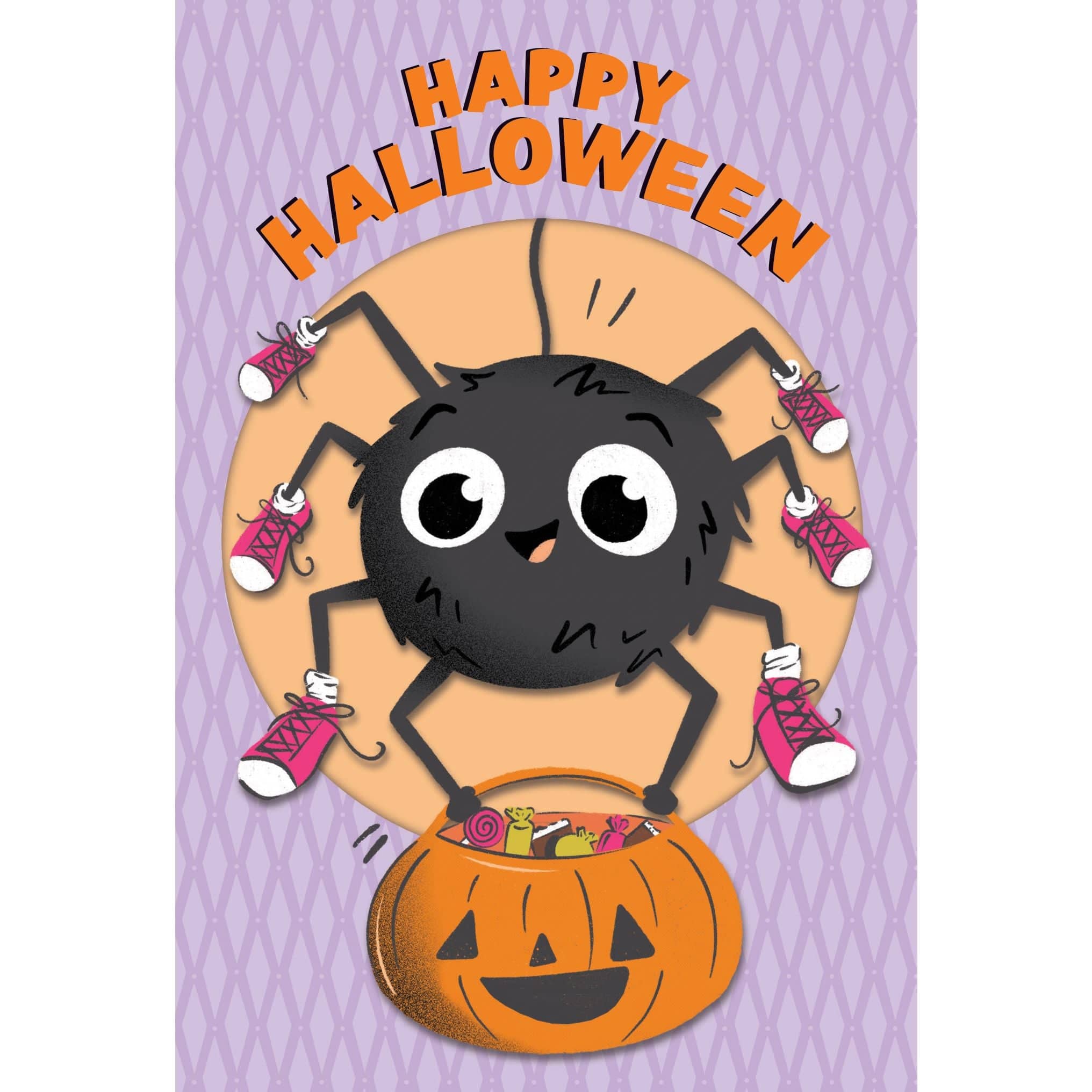 Halloween card featuring spider illustrations from Pictura, perfect for spooky occasions and Halloween greetings.